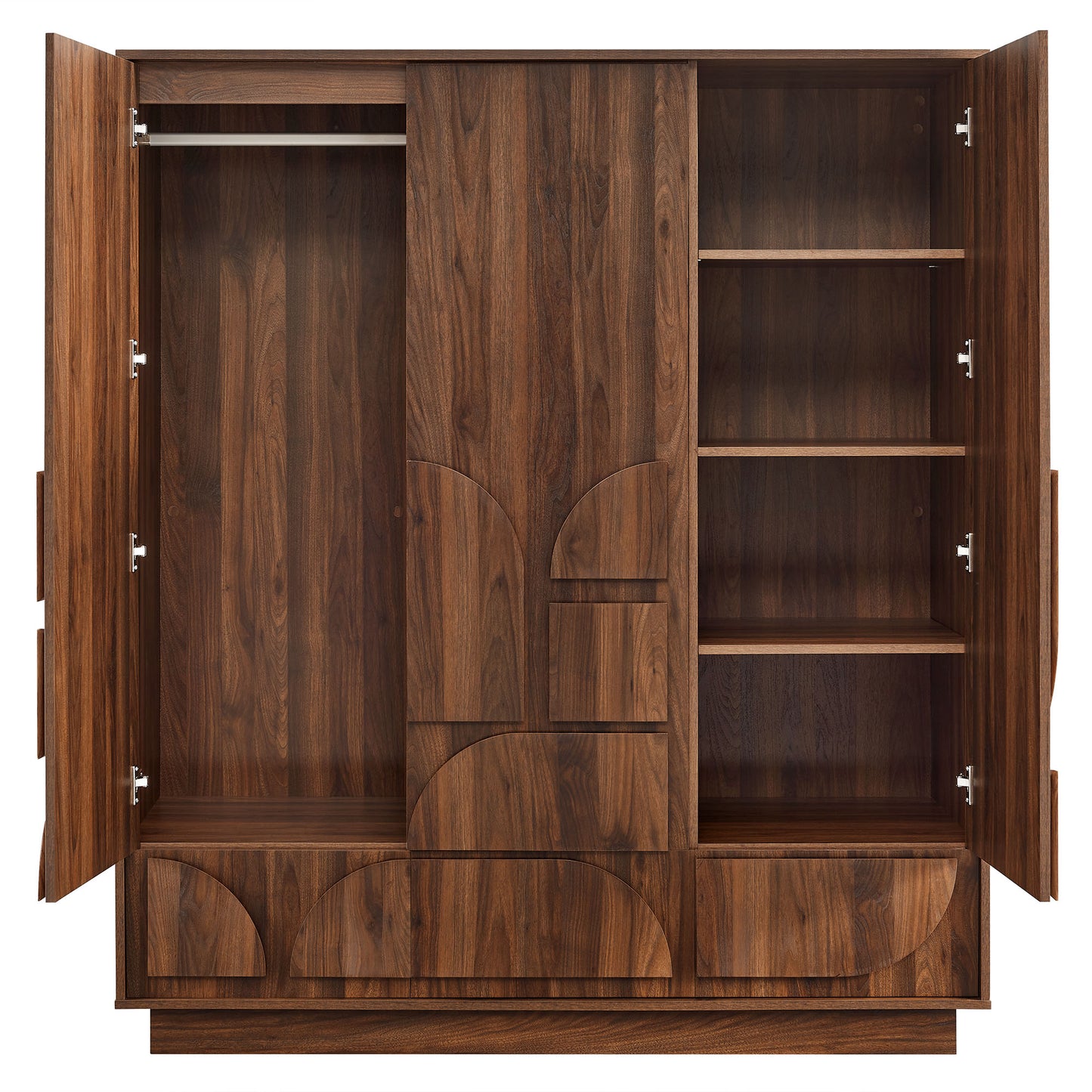 Modway - Bulwark 3-Door Wardrobe Closet by Modway  Bedroom Case Goods Brown - MOD-7164-WAL