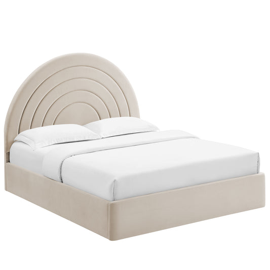 Modway - Solana Arched Performance Velvet King Platform Bed by Modway  Bedroom Beds Oatmeal - MOD-7168-ALM