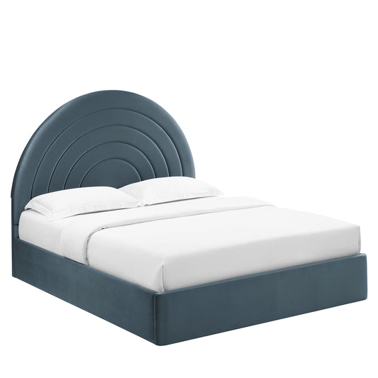 Modway - Solana Arched Performance Velvet King Platform Bed by Modway  Bedroom Beds Blue - MOD-7168-CAB