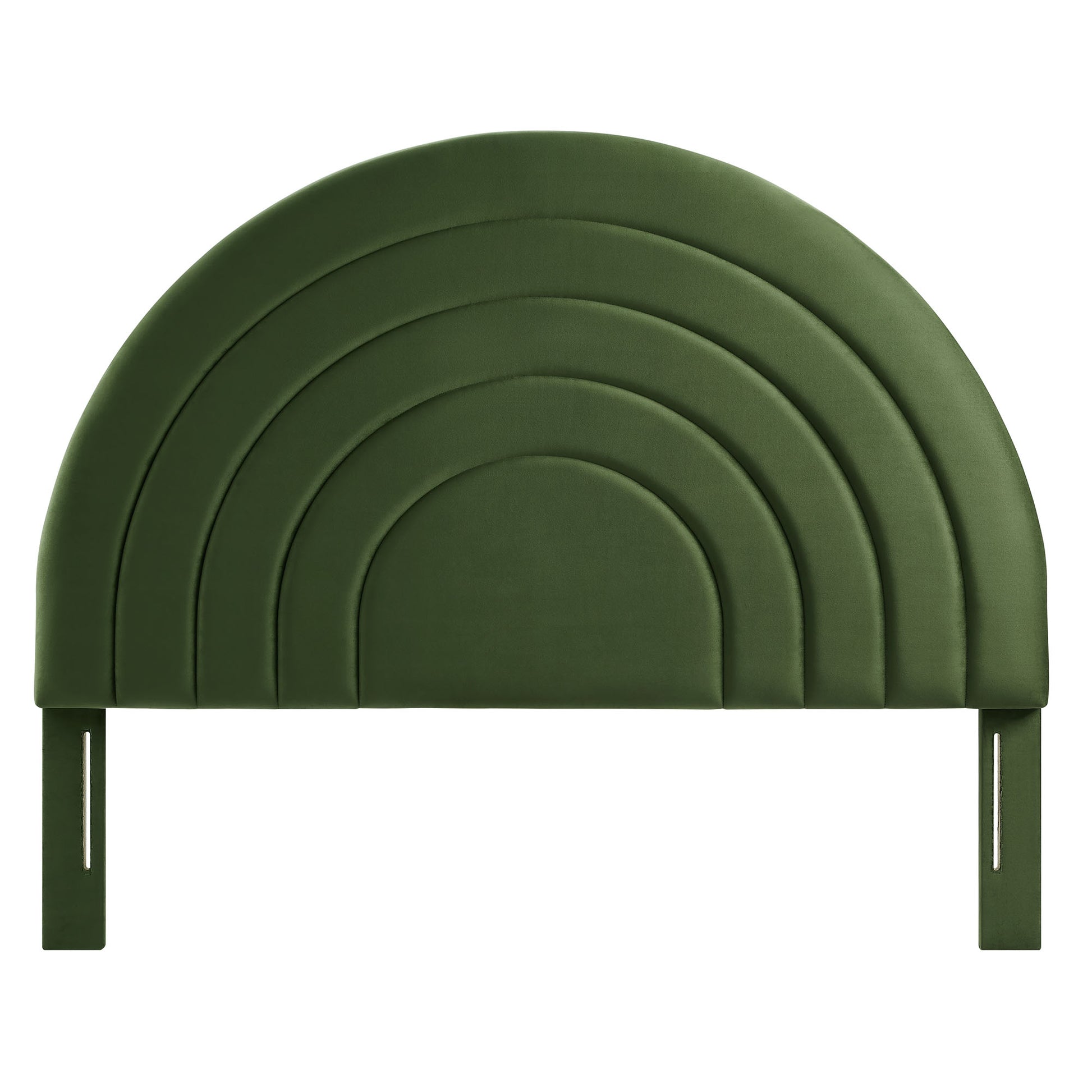 Olive green layered rainbow arch wall decor panel with side mounting brackets.
