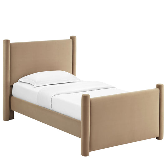 Modway - Rael Performance Velvet Twin Platform Bed by Modway  Bedroom Beds Oatmeal - MOD-7173-TAU