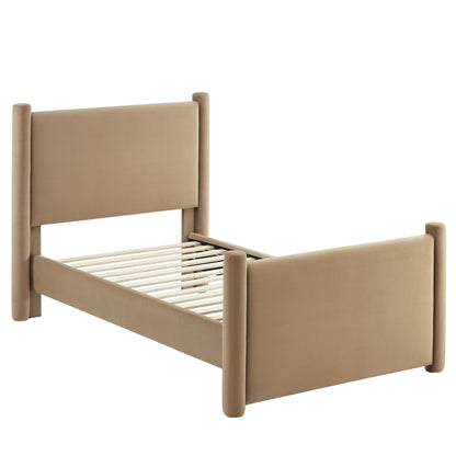 Modway - Rael Performance Velvet Twin Platform Bed by Modway  Bedroom Beds Oatmeal - MOD-7173-TAU