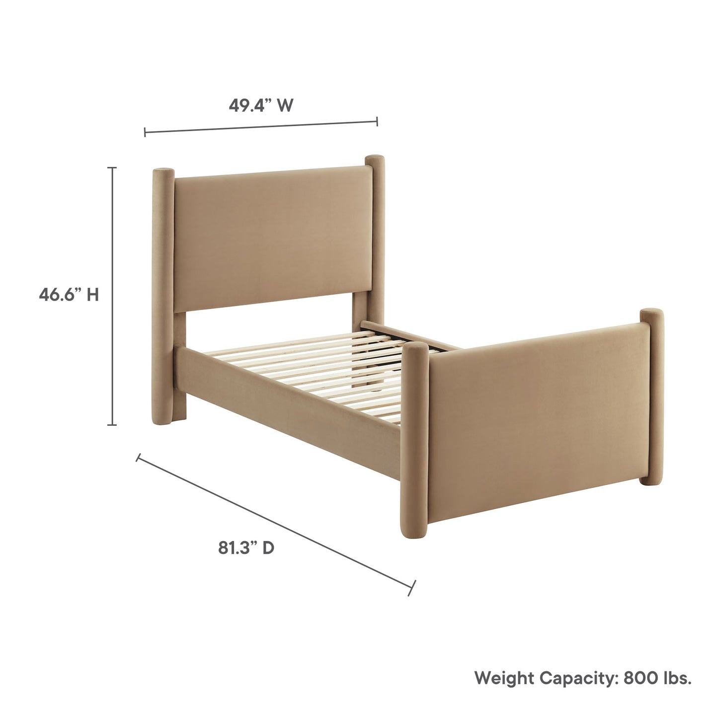Modway - Rael Performance Velvet Twin Platform Bed by Modway  Bedroom Beds Oatmeal - MOD-7173-TAU