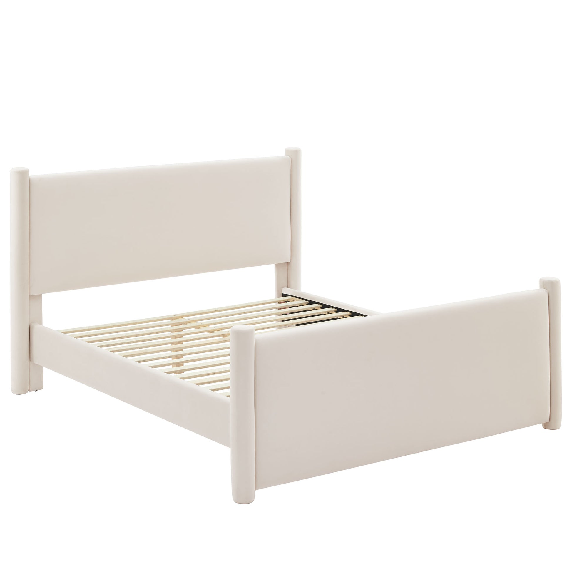 Ivory velvet king platform bed