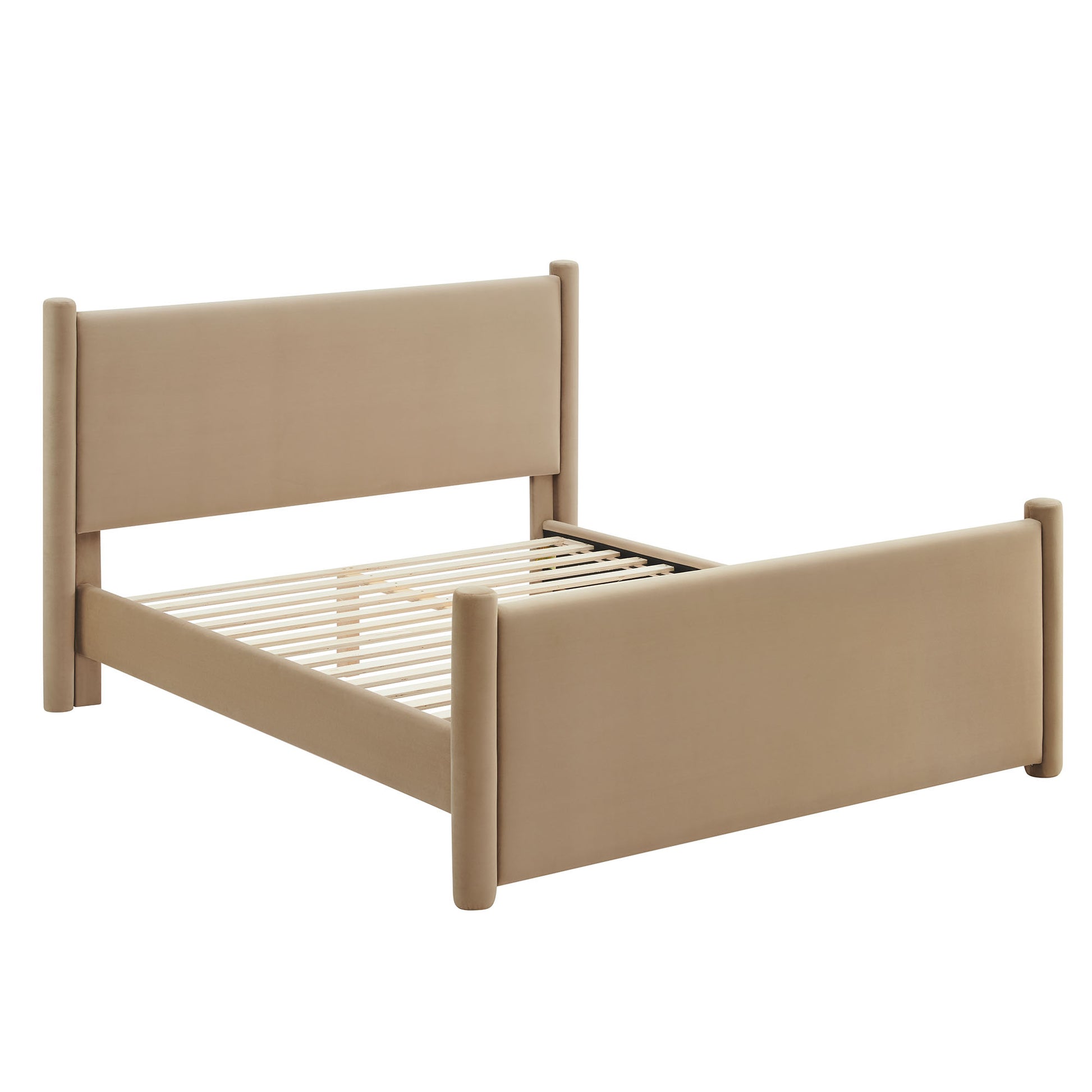 Oatmeal velvet king platform bed.