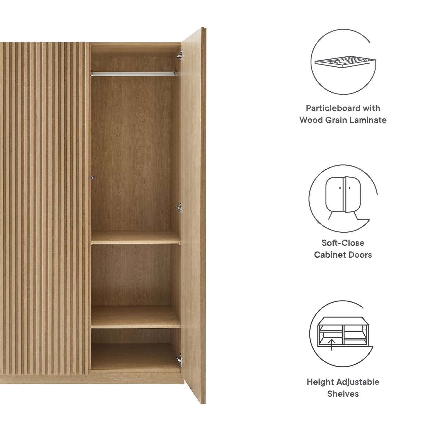 Modway - Render 2-Door Wardrobe Closet by Modway  Bedroom Case Goods Brown - MOD-7182-OAK
