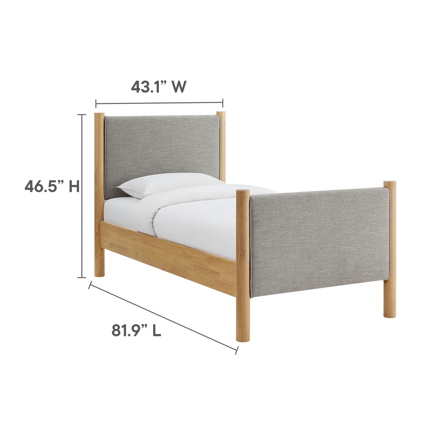 Modway - Maven Twin Size Fabric Upholstered Platform Bed by Modway  Bedroom Beds Oatmeal - MOD-7183-HEW-OAK
