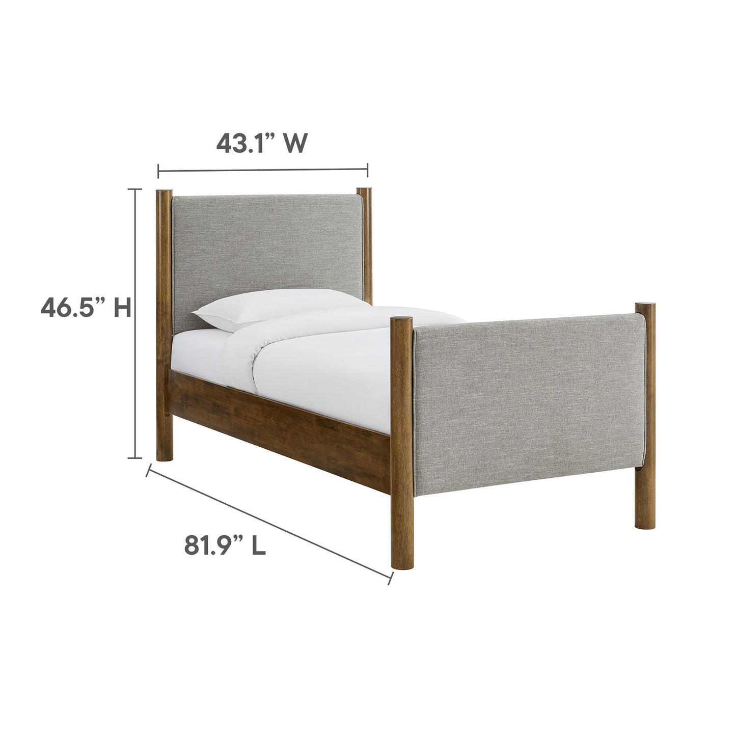 Modway - Maven Twin Size Fabric Upholstered Platform Bed by Modway  Bedroom Beds Oatmeal - MOD-7183-HEW-WAL