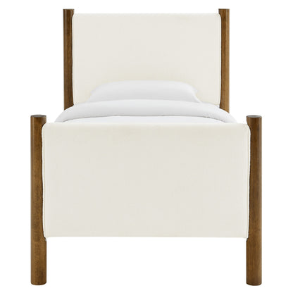 Modway - Maven Twin Size Boucle Upholstered Platform Bed by Modway  Bedroom Beds Ivory - MOD-7185-FEA-WAL