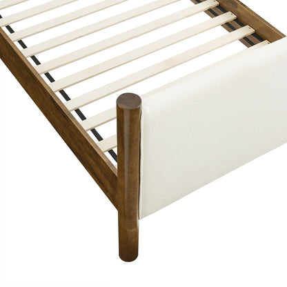 Modway - Maven Twin Size Boucle Upholstered Platform Bed by Modway  Bedroom Beds Ivory - MOD-7185-FEA-WAL