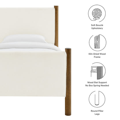 Modway - Maven Twin Size Boucle Upholstered Platform Bed by Modway  Bedroom Beds Ivory - MOD-7185-FEA-WAL