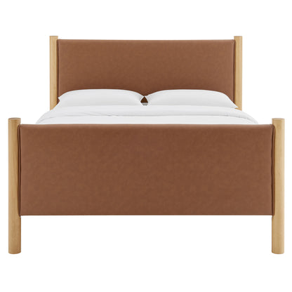 Modway - Maven Full Size Vegan Leather Upholstered Platform Bed by Modway  Bedroom Beds Brown - MOD-7187-TAN-OAK