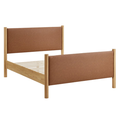 Modway - Maven Queen Size Vegan Leather Upholstered Platform Bed by Modway  Bedroom Beds Brown - MOD-7190-TAN-OAK