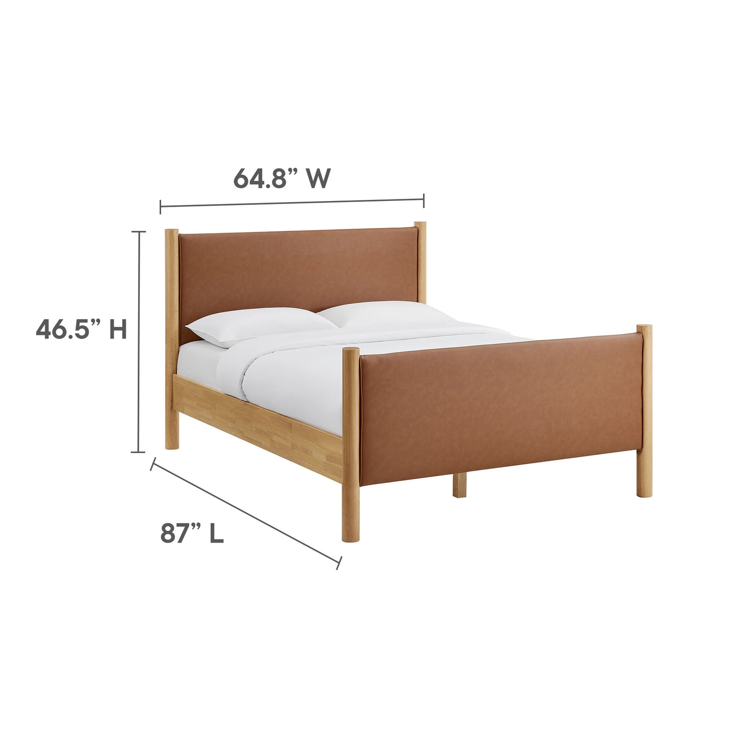 Modway - Maven Queen Size Vegan Leather Upholstered Platform Bed by Modway  Bedroom Beds Brown - MOD-7190-TAN-OAK