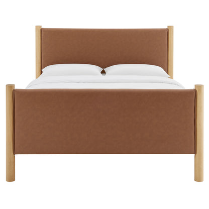 Modway - Maven King Size Vegan Leather Upholstered Platform Bed by Modway  Bedroom Beds Brown - MOD-7193-TAN-OAK