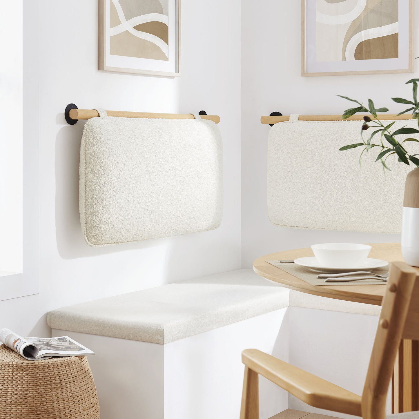 Modway - Anela Wall-Mounted Chenille Upholstered Twin Headboard by Modway  Bedroom Headboards Brown - MOD-7205-CRE-NAT