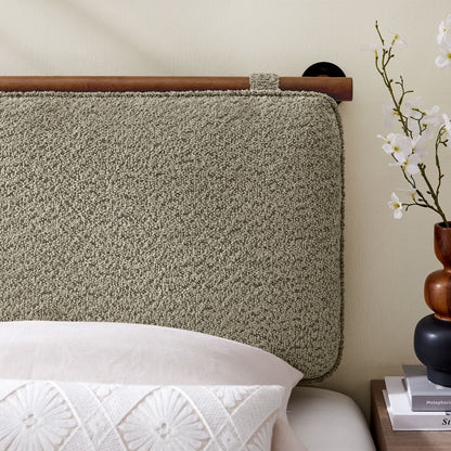 Modway - Anela Wall-Mounted Chenille Upholstered Twin Headboard by Modway  Bedroom Headboards Brown - MOD-7205-OAT-WAL