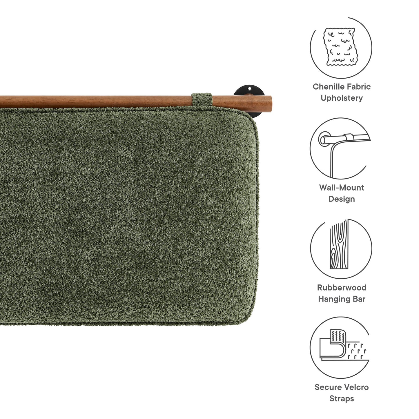 Modway - Anela Wall-Mounted Chenille Upholstered Twin Headboard by Modway  Bedroom Headboards Brown - MOD-7205-SGE-WAL