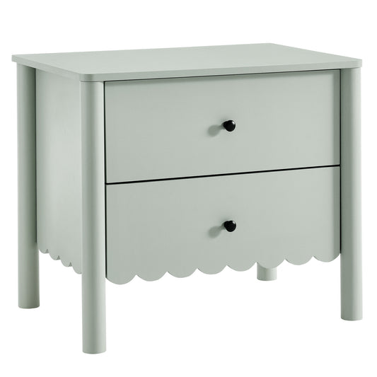 Modway - Emmeline Scalloped 2-Drawer Nightstand by Modway  Bedroom Case Goods Green - MOD-7206-SGE