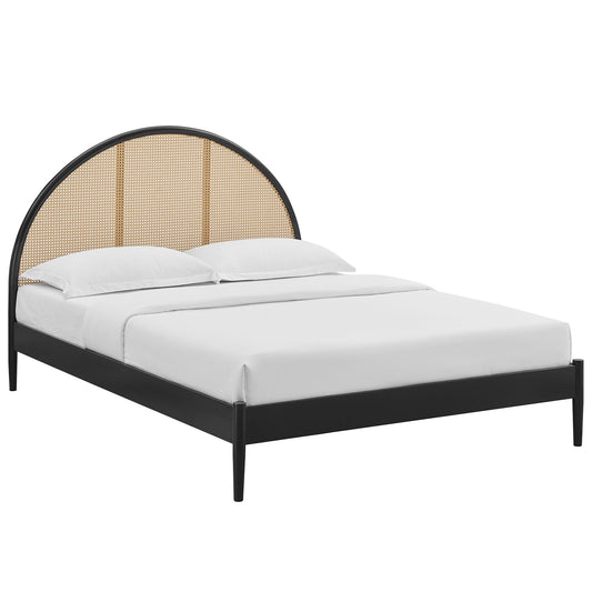 Modway - Odette Queen Arched Rattan Cane Platform Bed by Modway  Bedroom Beds Black - MOD-7214-BLK