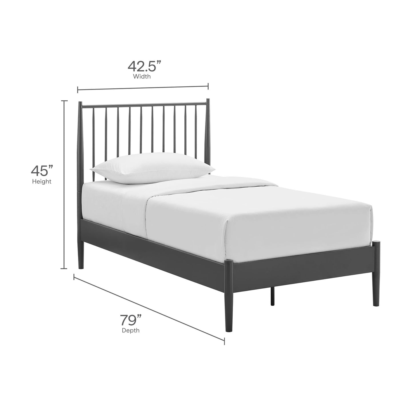Modway - Adair Spindle Metal Twin Platform Bed by Modway  Bedroom Beds Black - MOD-7217-CHA