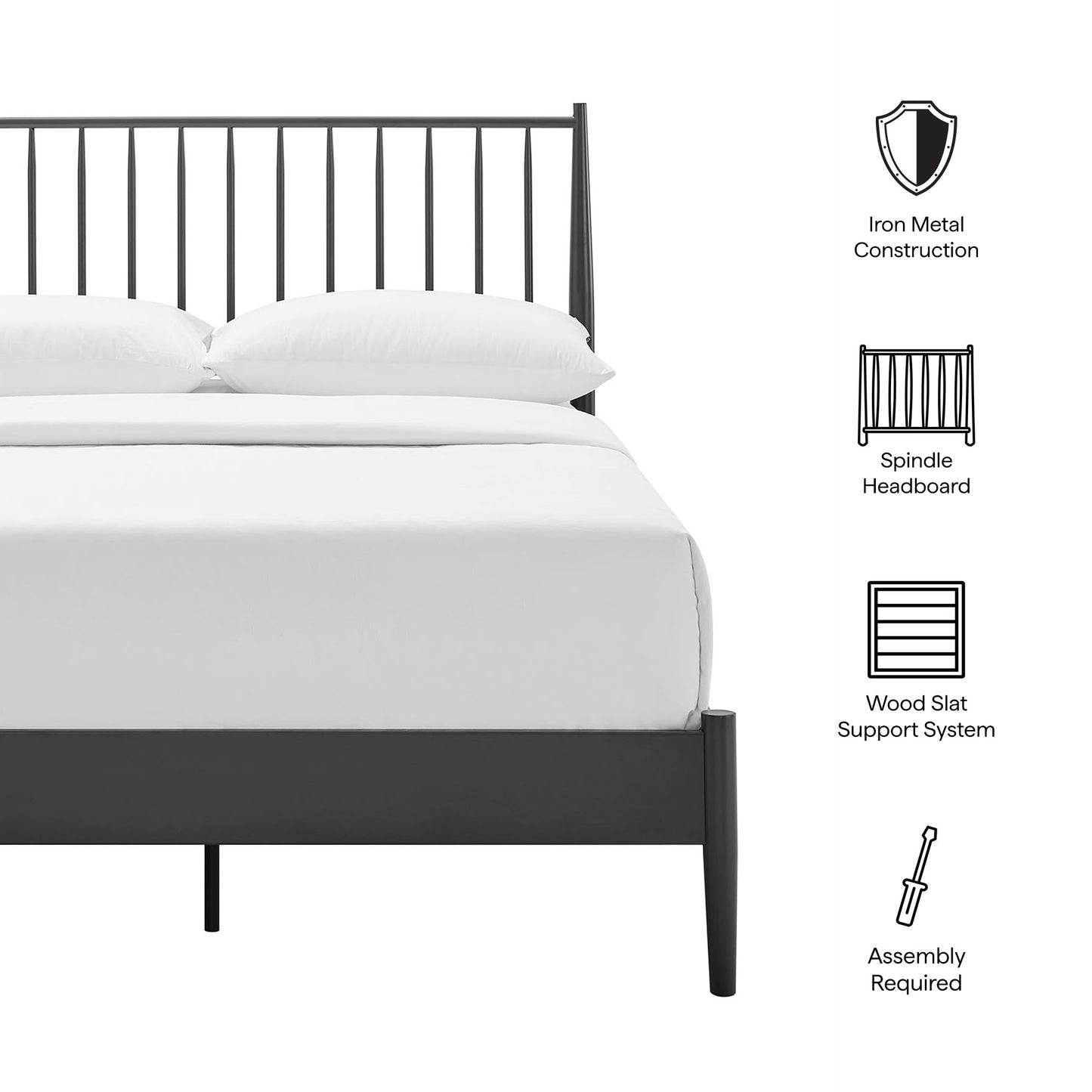 Modway - Adair Spindle Metal Full Platform Bed by Modway  Bedroom Beds Black - MOD-7218-CHA