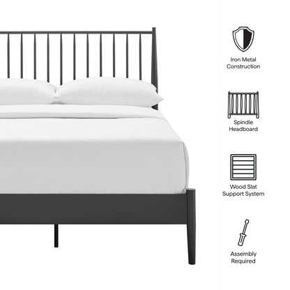 Modway - Adair Spindle Metal Full Platform Bed by Modway  Bedroom Beds Black - MOD-7218-CHA