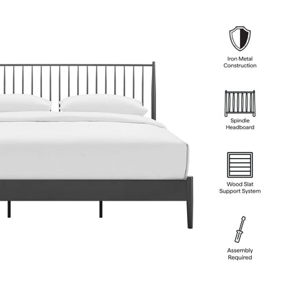 Modway - Adair Spindle Metal King Platform Bed by Modway  Bedroom Beds Black - MOD-7220-CHA