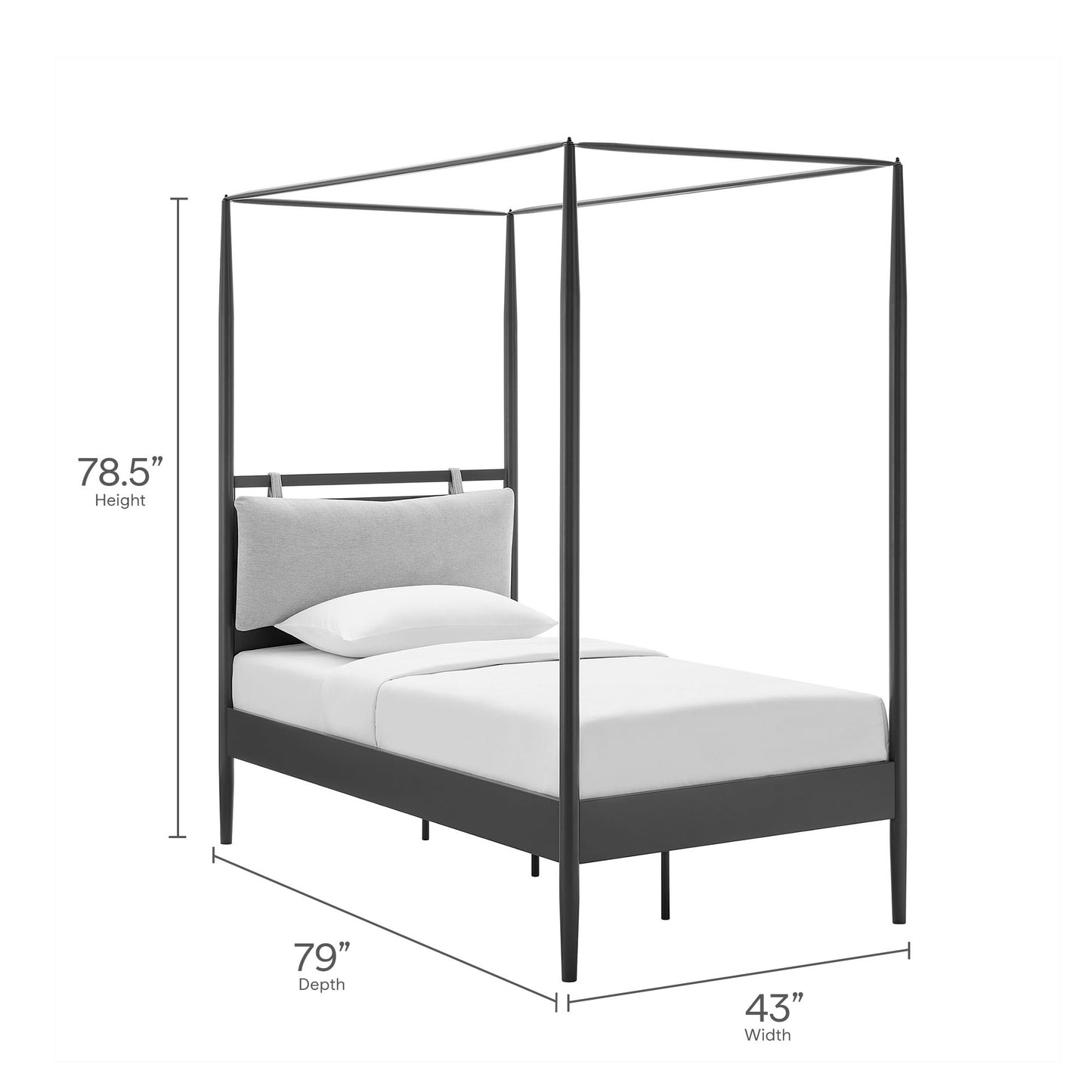 Modway - Marlowe 4-Poster Canopy Metal Twin Platform Bed by Modway  Bedroom Beds Black - MOD-7221-CHA-NPT