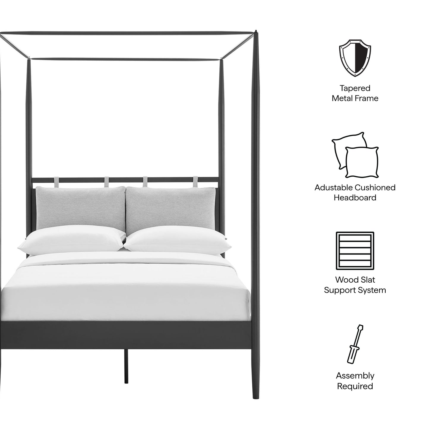 Modway - Marlowe 4-Poster Canopy Metal Full Platform Bed by Modway  Bedroom Beds Black - MOD-7222-CHA-NPT