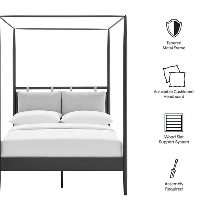 Modway - Marlowe 4-Poster Canopy Metal Full Platform Bed by Modway  Bedroom Beds Black - MOD-7222-CHA-NPT