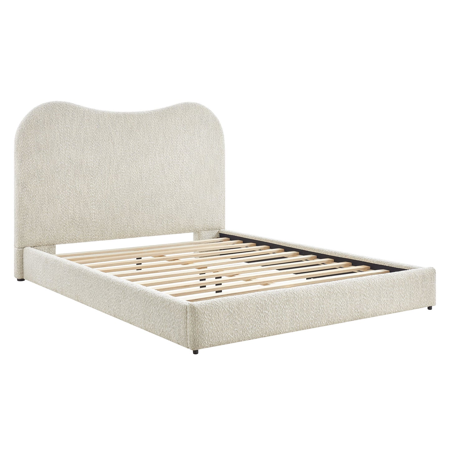 Modway - Seluna Boucle Queen Platform Bed by Modway Bedroom Beds Pearl - MOD-7233-PRL