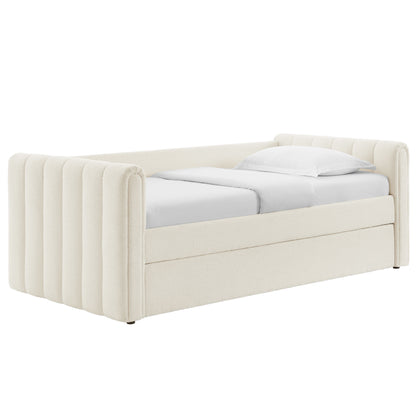 Modway - Veyla Channel Tufted Boucle Twin Daybed With Trundle by Modway Bedroom Beds Cloud - MOD-7235-CLO