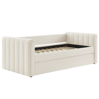 Modway - Veyla Channel Tufted Boucle Twin Daybed With Trundle by Modway Bedroom Beds Cloud - MOD-7235-CLO