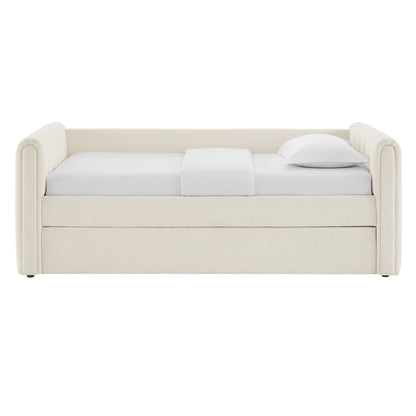 Modway - Veyla Channel Tufted Boucle Twin Daybed With Trundle by Modway Bedroom Beds Cloud - MOD-7235-CLO