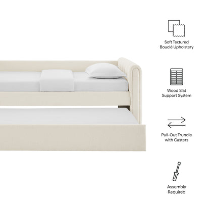 Modway - Veyla Channel Tufted Boucle Twin Daybed With Trundle by Modway Bedroom Beds Cloud - MOD-7235-CLO