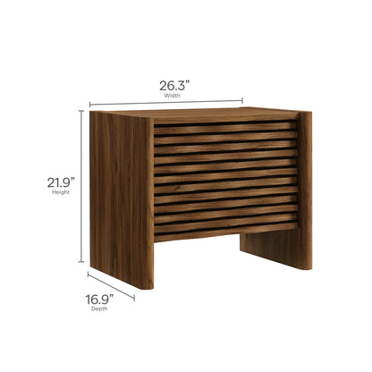 Modway - Emric Wave Nightstand by Modway Bedroom Case Goods Walnut - MOD-7236-WAL