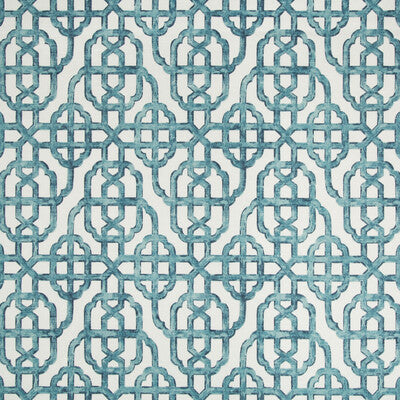 KRAVET BASICS PRINT LATTICE/SCROLLWORK WHITE,BLUE,   - MOLOKAI.15.0