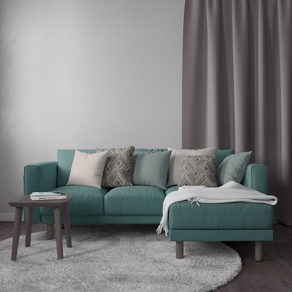 Turquoise solid textured fabric swatch.