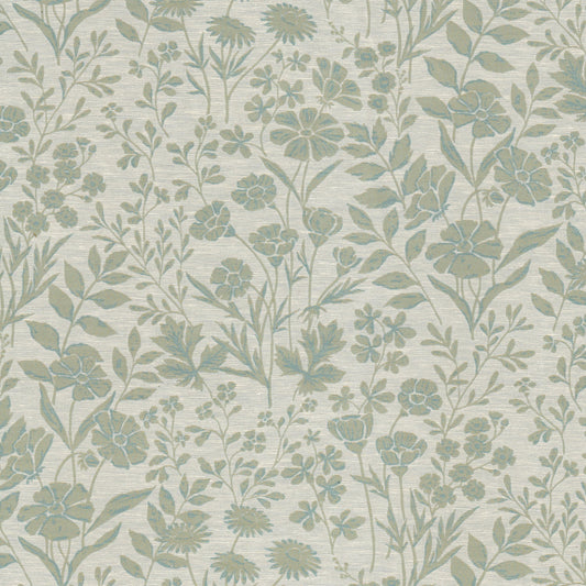 STOUT TEXTILES  DRAPERY,JACQUARD TRANSITIONAL,, FLORAL SEAGLASS   - MOZA-2