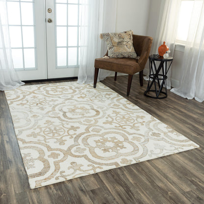 5' x 8' rug with a transitional design.