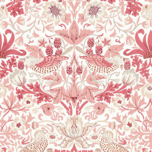 MORRIS & CO Simply Strawberry Thief Wallpaper Leaves , Trees Madder  Surface- Printed Wallpaper - MSIM217059
