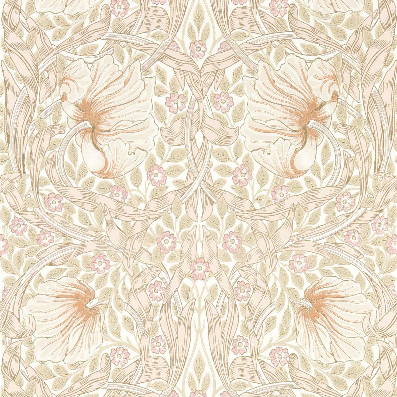 MORRIS & CO Pimpernel Wallpaper Leaves , Trees Cochineal Pink  Surface- Printed Wallpaper - MSIM217064