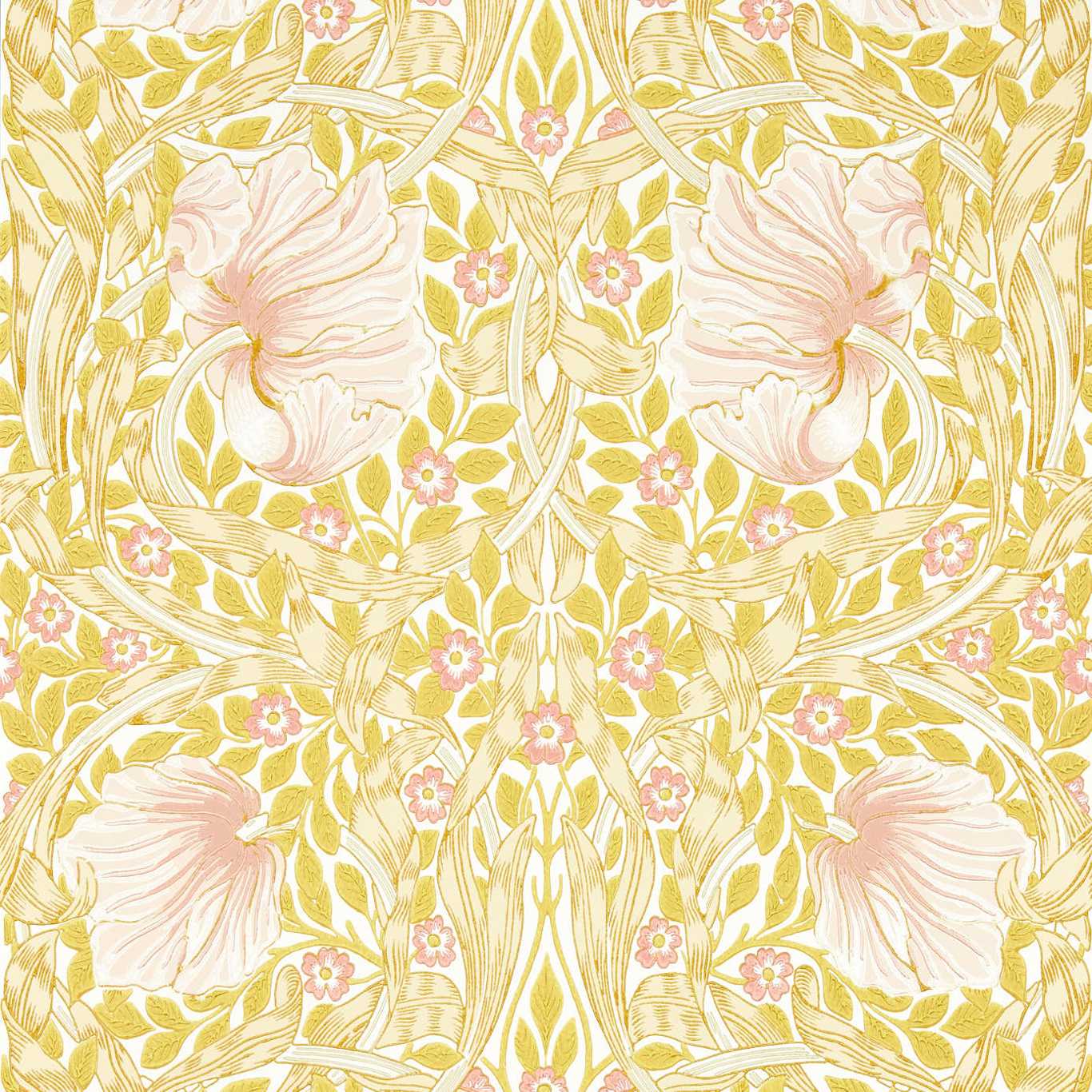 MORRIS & CO Pimpernel Wallpaper Leaves , Trees Sunflower,Pink  Surface- Printed Wallpaper - MSIM217065
