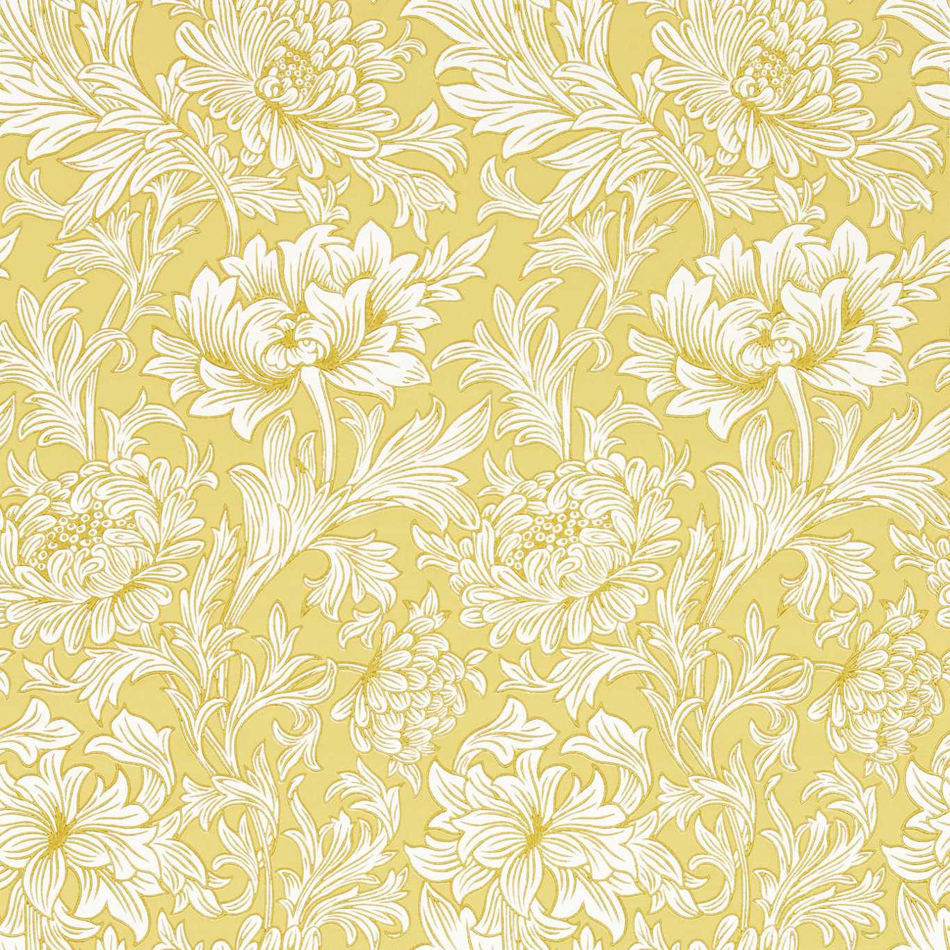 MORRIS & CO Chrysanthemum Toile Wallpaper Contemporary, Floral Weld  Surflex-Printed Wallpaper - MSIM217068