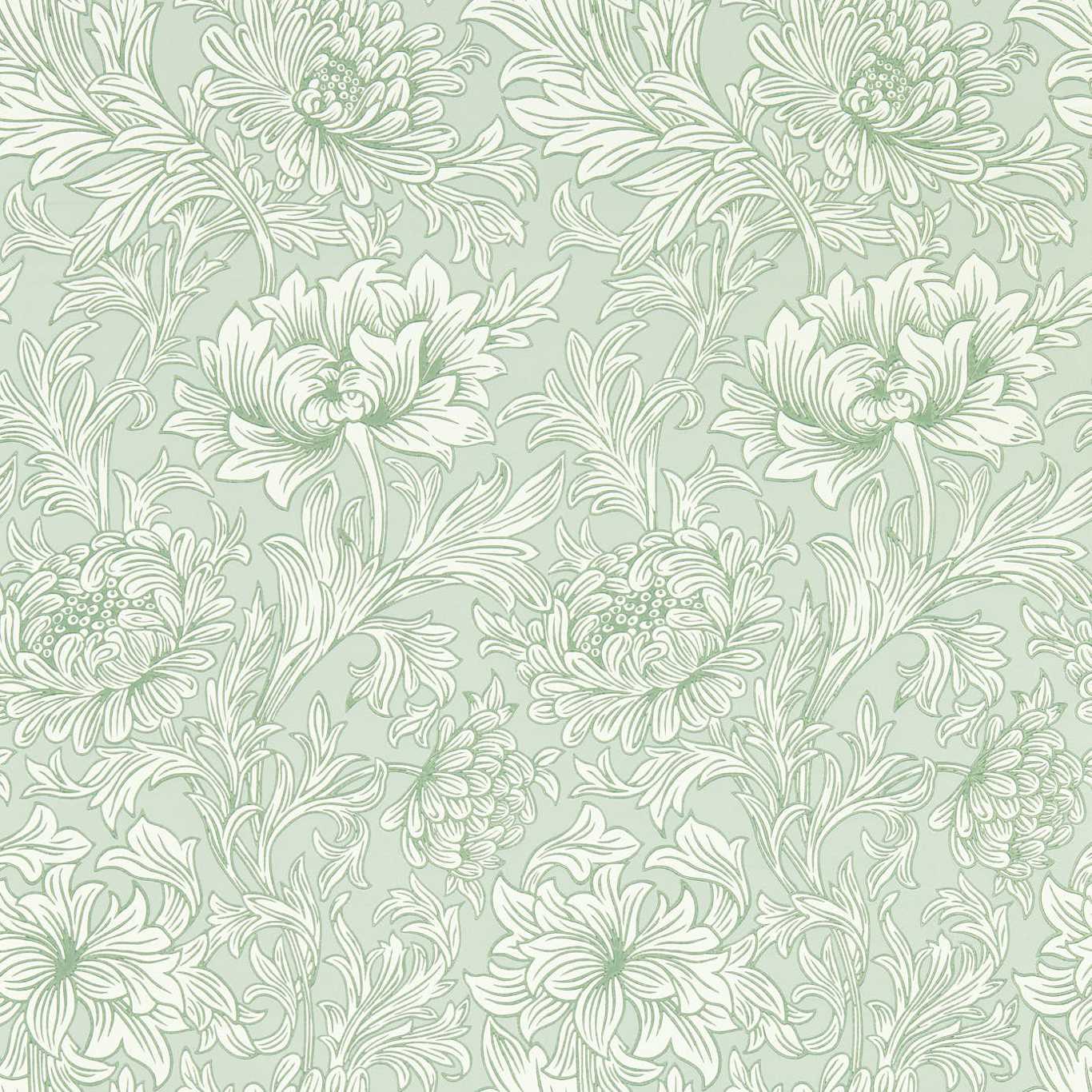MORRIS & CO Chrysanthemum Toile Wallpaper Contemporary, Floral Willow  Surflex-Printed Wallpaper - MSIM217069