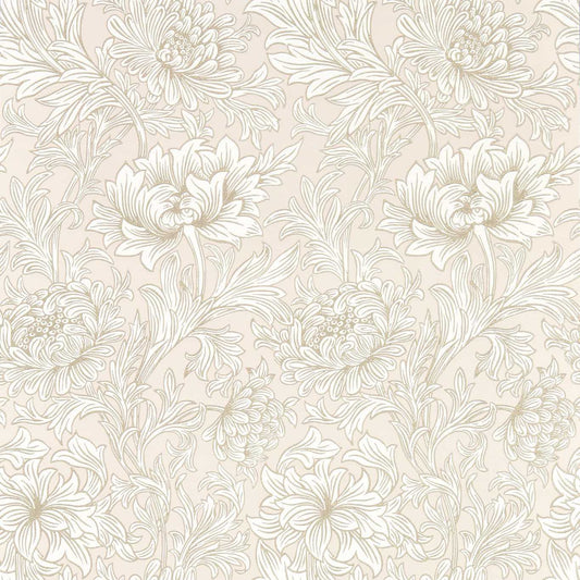 MORRIS & CO Chrysanthemum Toile Wallpaper Contemporary, Floral Cochineal Pink  Surflex-Printed Wallpaper - MSIM217070