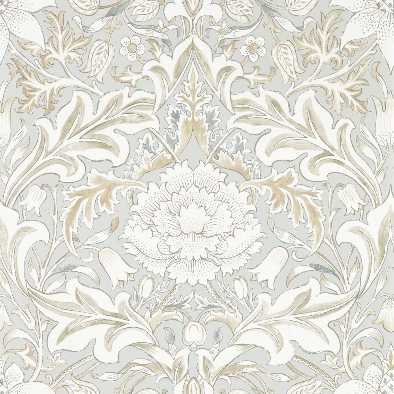 MORRIS & CO Simply Severn Wallpaper Contemporary, Floral Dove  Gravure - Wide Width Printed Wallpaper - MSIM217076