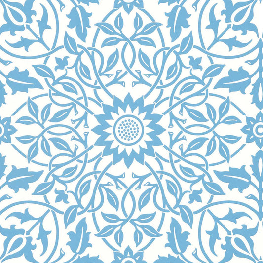 MORRIS & CO St James Ceiling Wallpaper Contemporary, Floral China Blue  Surface- Printed Wallpaper - MSIM217079