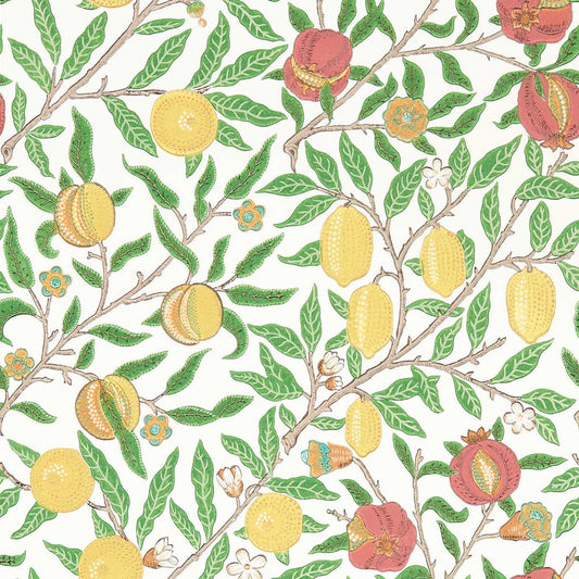 MORRIS & CO Fruit Wallpaper Leaves , Trees Leaf Green,Madder  Surface- Printed Wallpaper - MSIM217086